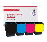 4 Toners - 70C2HK0 70C2HC0 70C2HM0 70C2HY0 (Noir + Bleu + Magenta + Jaune) - Compatible pour LEXMARK G