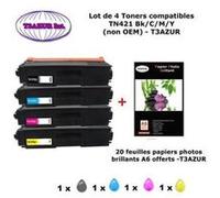 4 Toners compatibles Brother TN421 Bk,C,M,Y pour Brother MFC L8690CDW L8900CDW imprimante -20f A6 brillantes-T3AZUR G