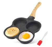 4 Trous Poele A Pancakes Induction, Poele Pancake Cuiseur À Œufs En Alliage D'aluminium Poêle À Omelette Antiadhésive Mini Poêle À Crêpes Avec Brosse À Huile De Silicone Pour Le Petit Déjeuner, Bacon