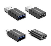 4 types d'adaptateur USB bloqueur de données, bloqueur de données USB C pour iPhone 15 16 17 et pour téléphone Android ou iPad, A à A à C et C à A uniquement pour charge, protège contre le jus (noir)