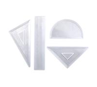 4 types de règles en résine pour papeterie, règles droites, rapporteur, règle triangulaire en silicone époxy pour ensemble de géométrie moules de moulage