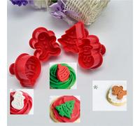 4 Unids/Set Árbol De Navidad Cookie Cutter Gingerman Fondant Pastel Cortador De Galletas Sello Molde 3d Pastel Utensilios De Decoración Para Hornear Moldes