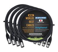 4 unités - 1,8 m - Canare L-4e6s, Star Quad équilibré mâle vers femelle câble micro avec connecteurs XLR Amphenol Argent