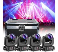 4 unités 100W Lyre LED Lumières de Soirée Projecteurs DJ à Tête Mobile Disco avec Flycase Flight Case pour les fêtes de mariage, les groupes d'église, les spectacles, les bars
