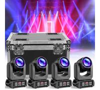 4 unités 150W Lyre LED Projecteur à tête mobile pour scène éclairage de scène avec Flight case Flycase activé lumières de fête par le son pour mariage, église, live
