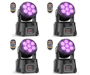 4 unités 7X15W Lyre LED Moving Head RGBW 4-en-1 Jeux Lumiere Disco de Scène Tête Mobile dmx512 avec Télécommande pour Disco DJ Club Fête Bar-Nouvelle Version