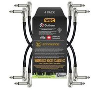 4 unités - Gotham Gac-1-12,7 cm (12 cm)-Premium, double blindage Ultra Flexible effets pour guitare basse Instrument, câble patch - avec profil bas, Pancake à angle droit type TS Connecteurs (6.35 mm)