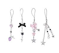 4 unités Téléphone Pendant Chaîne de cartes Cool Chaîne Charme Set Sweet Sac Pendentif Pendre Cool Chaîne de téléphone Convient pour le téléphone Téléphone