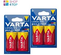 4 VARTA LONGLIFE D LR20 BATTERIES ALCALINES MAX POWER MN1300 1.5V MONO 2BL NEUF
