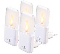 4 veilleuses secteur avec LED effet flamme et capteur d'obscurité [Lunartec]
