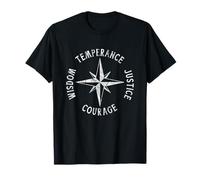4 Vertus stoïciennes TEMPERANCE JUSTICE COURAGE SAGESSE Stoïcisme T-Shirt