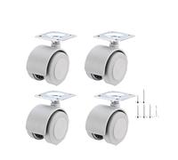 4 vis M8*15 mm noires/grises de 1,6 pouce / 25 * 25 plates, silencieuses, en caoutchouc, for direction, frein, poulie universelle, roulette, chaise pivotante(Flat-Gray-A)