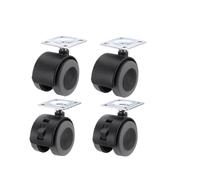 4 vis M8*15 mm noires/grises de 1,6 pouce / 25 * 25 plates, silencieuses, en caoutchouc, for direction, frein, poulie universelle, roulette, chaise pivotante(Flat-Black-B)