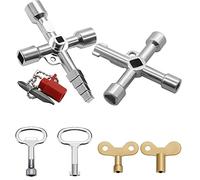 4 Voies Clé Multifonction 6 Pièces, Clé Triangle de Interrupteur de Robinet en Croix Universelle Clef Passe Partout, pour Compteur Eau Radiateurs Compteurs Gaz Ascenseurs Coffret Electrique