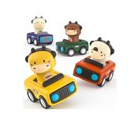 4 Voiture Jouet Bebe Jouets Friction Véhicules 7.5*10.5*6.5cm , KUPPA Animaux Mignons Camion Jouet,Jeux Educatifs idee Cadeau pour Garçons Filles