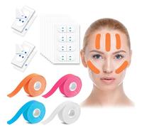 4 Volumes Rouleau de Ruban Adhésif pour le Visage, Bande de Lifting Raffermissement avec 80 Pièces Paquets de V Slim Face Stickers, Multifonctionnel De Autocollant pour le Resserrement du Visage