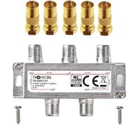 4 Way Coaxial Antenna Splitter High End HD 3D 4K Flexible Splitter e.g. for DVBT DVBT2 DVBC SAT Unicable Cable TV Germany Remote Control 4 Way HDTV