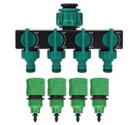 4 Way Garden Hose Faucet Splitter with 1 / 4in Quick Connectors | DN20 DN25 FNPT Thread for Outdoor Faucet | Independent Control Water Splitter for Irrigation/Car Washing