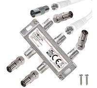 4 Way IEC Antenna Splitter Cable BK Satellite TV Adapter Cable TV Splitter 4 Way HD Unicable DVBC