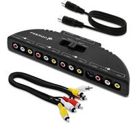 4 Way RCA Switch-Audio Video Switch-Cord and Cable Included-Connects 4 Devices to TV [TV,TV,HDTV,ED TV,LCD TV,Plasma]-Easy Connection