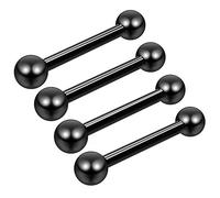 4 x 1.2mm Noir Acier Chirurgical Barbell Barre Piercing Téton Mamelon Droit Stud 10mm