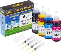 4 x 100 ml 664 T664 Cartouche d'encre de rechange pour Epson EcoTank T664 pour ET-2500 ET-2550 ET-2600 ET-2650 ET-4500 L100 L110 L350 L355 L555 UK