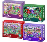 4 x 100 puzzles de peintre (train, manoir, maison, voitures)