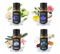 4 x 20 ml d'huiles parfumées de qualité supérieure au parfum d'hôtel : thé blanc, complexe floral, complexe oriental et brise fraîche pour diffuseurs à ultrasons et secs, ainsi que pour le bricolage