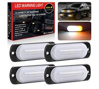 4 x 4 lumières stroboscopiques LED,Jaune et blanc Témoin d'avertissement clignotant de sécurité Abat-jour blanc super étanche Lampe stroboscopique de voiture de police de camion de voiture 12-24V