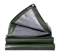4 x 5 M, bâche en toile, imperméable, 180 g/㎡ - Avec œillets - Avec œillets - Bâche de protection - Pour meubles de jardin, piscine, trampoline - 4 x 5 m - Vert et argenté