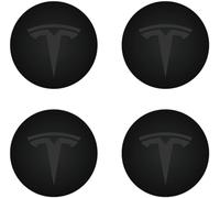4 x 56mm Cache moyeu pour Tesla Model Y Model 3,Autocollant 3D Silicone Cache-Moyeu avec Voiture Logo Cache Moyeux Autocollant Protection Jante Roue Badge,Black
