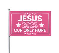 4 x 6 Jésus 2023 Drapeau Rose pour salle murale Jésus 2023 Notre seul espoir Drapeau Panneau de cour pour extérieur Jésus 2023 Bannière avec œillets métalliques sans mât de drapeau