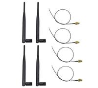 4 x 6DBi 2.4GHz 5GHz Dual Band WiFi RP-SMA Antenna + 4 x 35cm U.Fl / IPEX Cable