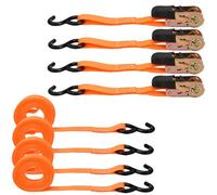 4 x 800 kg Sangle à Cliquet - Sangle Cliquet avec Crochets en S enduits Sangle d'Arrimage avec Cliquet Longueur 5m,Largueur 25 mm, Sangles de Serrage pour Voitures Camions Motos Marchandises Transport