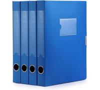 4 X A4 Plastic File Box With Lid,40mm Spine,Storage Box For Office,Dorm And Home,Blue