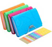 4 X A6 Small Portable Expanding File Folders With 13 Pockets Document Organiser Multi-Coloured Accordion File Folder
