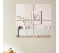 4 X Adhesive Wall Mirrors, 20 X 20 Cm, Unbreakable Small Acrylic Plastic Square Children's Wall Sticker, Door Decoration, Bedroom, Bathroom, Gym, Living Room