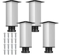 4 x Adjustable Furniture Legs,0-15 mm,Adjustable Furniture Leveling Feet,Adjustable Furniture Feet,Table Legs for Chair,Sofa,Bed,Cabinets,with 16 Screws,Silver/38 x 120 mm