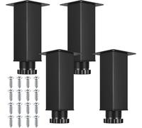 4 x Adjustable Furniture Legs,0-15 mm,Adjustable Furniture Leveling Feet,Adjustable Furniture Feet,Table Legs for Chair,Sofa,Bed,Cabinets,with 16 Screws,Black/38 x 120 mm
