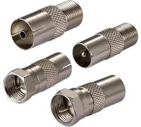 4 x Antenna Coaxial Cable Adapter F-Type to TV Adapter DVB-T T2 TV Tuner for Ariel HD BK LED 4K (4 Pieces)