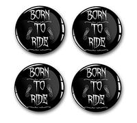 4 x autocollants en gel pour couvre-moyeux de 60 mm de diamètre, autocollants pour jantes, emblèmes bombés pour jantes, accessoires de tuning pour voitures, DM007 (N° 14 Born to Ride, set d