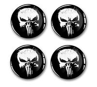 4 x autocollants en gel pour couvre-moyeux de 60 mm de diamètre, autocollants pour jantes, emblèmes de bossage pour jantes, accessoires de tuning automobile DM007 (N° 2 Punisher Noir Brillant, set d