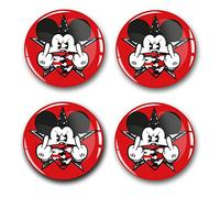4 x autocollants en gel pour couvre-moyeux de 60 mm de diamètre, autocollants pour jantes, stickers pour jantes, emblème bombé pour tuning automobile, accessoire DM007 (N° 15 Mickey Mouse rouge, set d