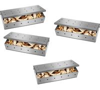 4 x boîte à fumigation en acier inoxydable pour BBQ | boîte à fumigation 22x9,5x4,4cm avec couvercle rabattable pratique pour les barbecues à gaz et à charbon de bois | chips de fumage | confère un ar