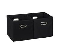 4 x boîte de rangement, panier d'étagère sans couvercle, caisse pliante avec poignées, boîte pliable, 30 cm, noire
