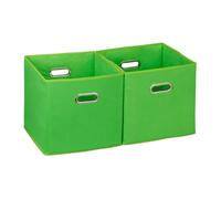 4 x boîte de rangement, panier d'étagère sans couvercle, caisse pliante, boîte pliable en tissu, 30 cm, vert