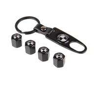 4 x Bouchon de valves de pneu roue et Porte clés ( Chrome) noir -BMW noir blanc logo