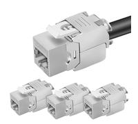 4 x Câble LAN CAT 7 Keystone RJ45 de 10 Gbps jusqu'à 1000 MHz AWG 22-24 sans outil LSA entièrement blindé STP prise encastrée RJ45 femelle pince de coupe pour panneau de brassage et prise réseau