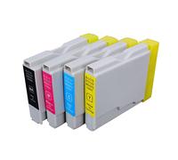 4 x Cartouche d'encre compatible Brother LC1000, LC970 pour imprimantes DCP-350C, DCP-330C, DCP-135C, DCP-150C, DCP-153C, DCP-353C, DCP-357C, DCP-540CN, DCP-560CN, DCP-750CW, DCP-770CW, FAX-1355, F