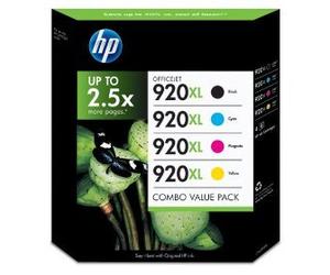 4 x Cartouches d'origine HP 920 X L Pour Officejet 6000, 6000 Wireless, 7000 Wide Format Printer, 6500 All-In-One, 6500 Wireless All-in-One One/- 1 x CD975AE Noir, 1 x cyan CD972AE, 1 x CD973AE Magenta, 1 x jaune CD974AE